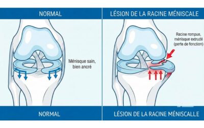 Lésions des racines méniscales et arthrose débutante